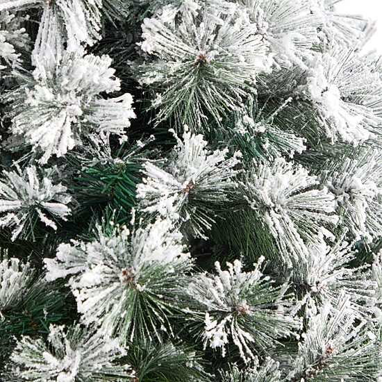 Nearly Natural Flocked Oregon Faux 5 Foot Pre-Lit Pine Christmas Tree