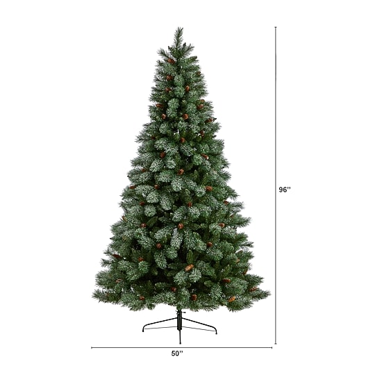 Nearly Natural Snowed Mountain Faux 8 Foot Pine Christmas Tree