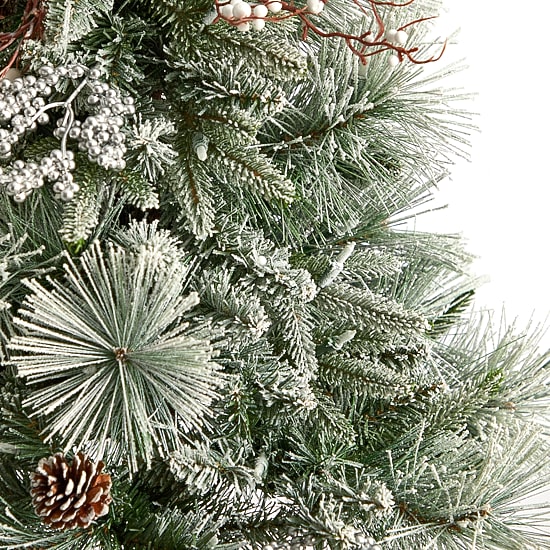 Nearly Natural Flocked Faux Porch 5 Foot Pre-Lit Christmas Tree