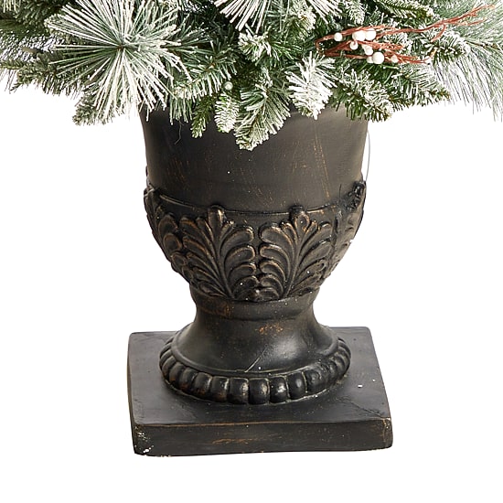Nearly Natural Flocked Faux Porch 5 Foot Pre-Lit Christmas Tree