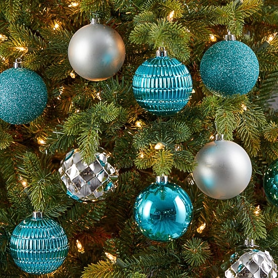 Nearly Natural Shatterproof Tree Blue Set 40-pc. Christmas Ornament
