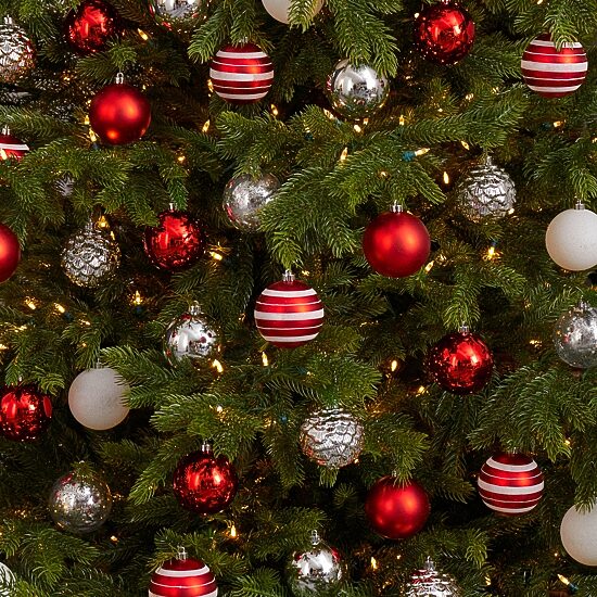 Nearly Natural Shatterproof Tree Red Set 64-Pc Christmas Ornament