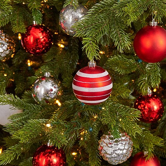 Nearly Natural Shatterproof Tree Red Set 64-Pc Christmas Ornament