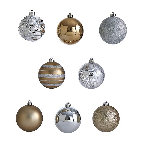 Nearly Natural Shatterproof Tree Silver Box 62-pc. Christmas Ornament
