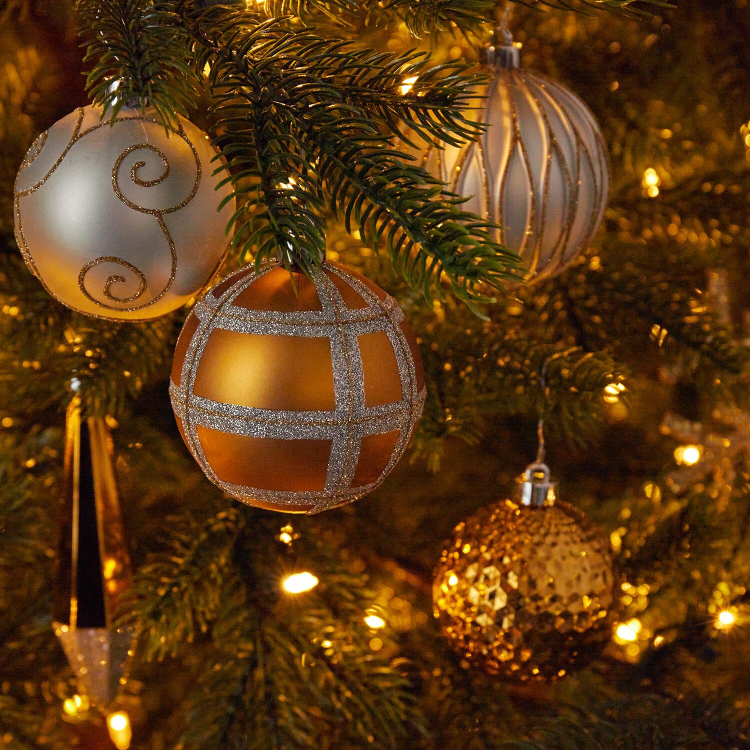 Nearly Natural Shatterproof Tree Orange Box 52-Pc Christmas Ornament