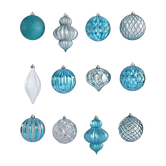 Nearly Natural Shatterproof Tree Blue Set 12-pc. Christmas Ornament