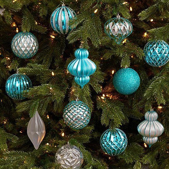 Nearly Natural Shatterproof Tree Blue Set 12-pc. Christmas Ornament