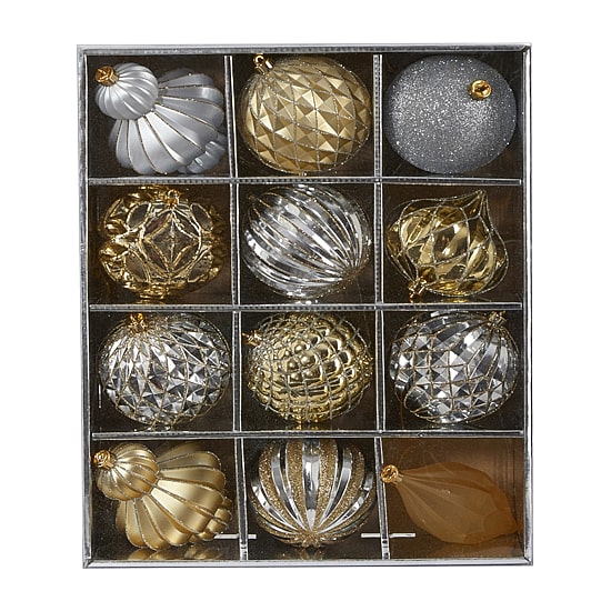 Nearly Natural Shatterproof Tree Gold Box 12-pc. Christmas Ornament
