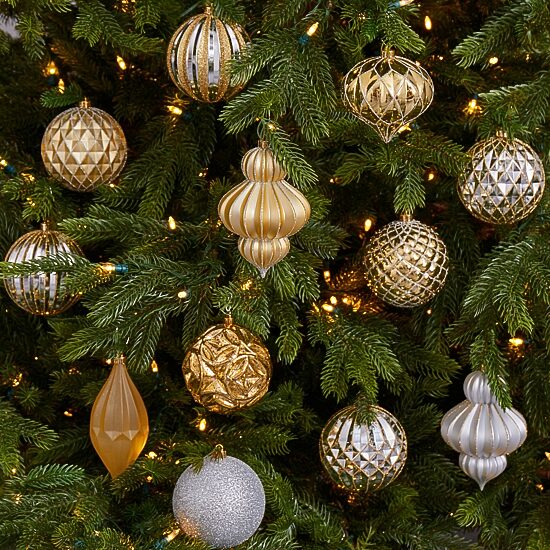 Nearly Natural Shatterproof Tree Gold Box 12-pc. Christmas Ornament