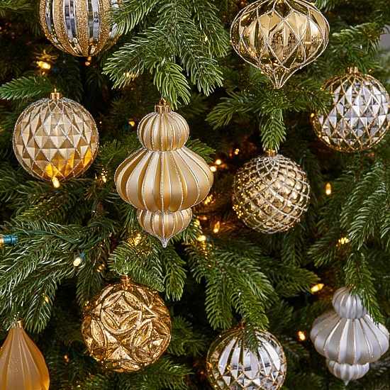 Nearly Natural Shatterproof Tree Gold Box 12-pc. Christmas Ornament