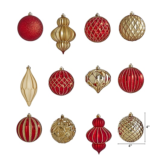 Nearly Natural Shatterproof Tree Red Set 12-pc. Christmas Ornament