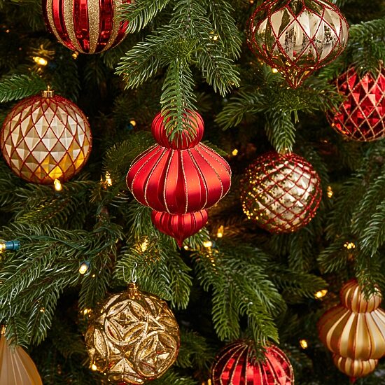 Nearly Natural Shatterproof Tree Red Set 12-pc. Christmas Ornament