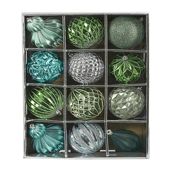 Nearly Natural Shatterproof Tree Silver Box 12-pc. Christmas Ornament