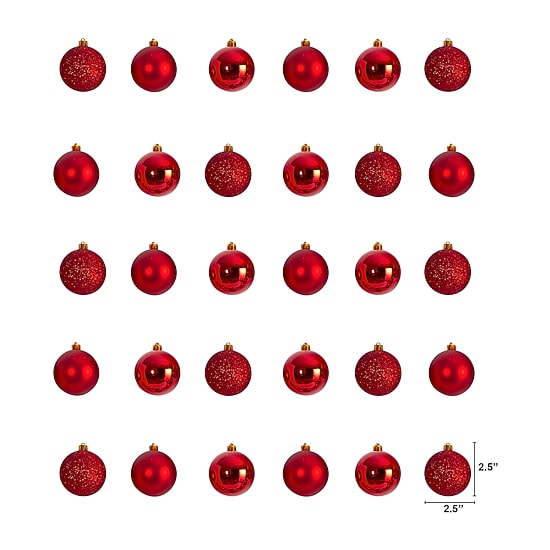 Nearly Natural Holiday 2.5in. Shatterproof 30-pc. Christmas Ornament
