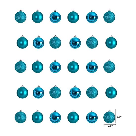 Nearly Natural Ct 2.5in. Shatterproof 30-pc. Christmas Ornament