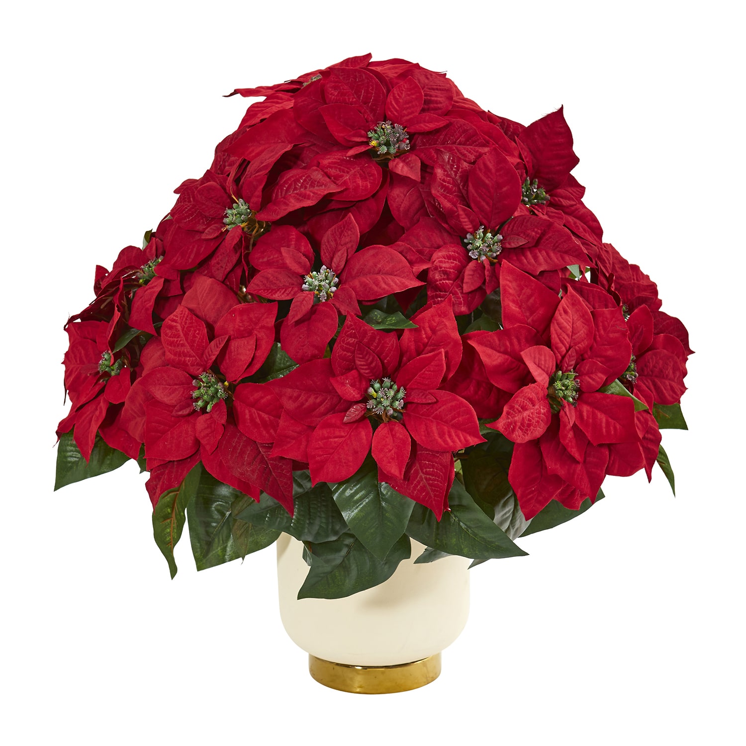 Nearly Natural 24in. Faux Poinsettia Flower Arrangement Christmas Tabletop Decor