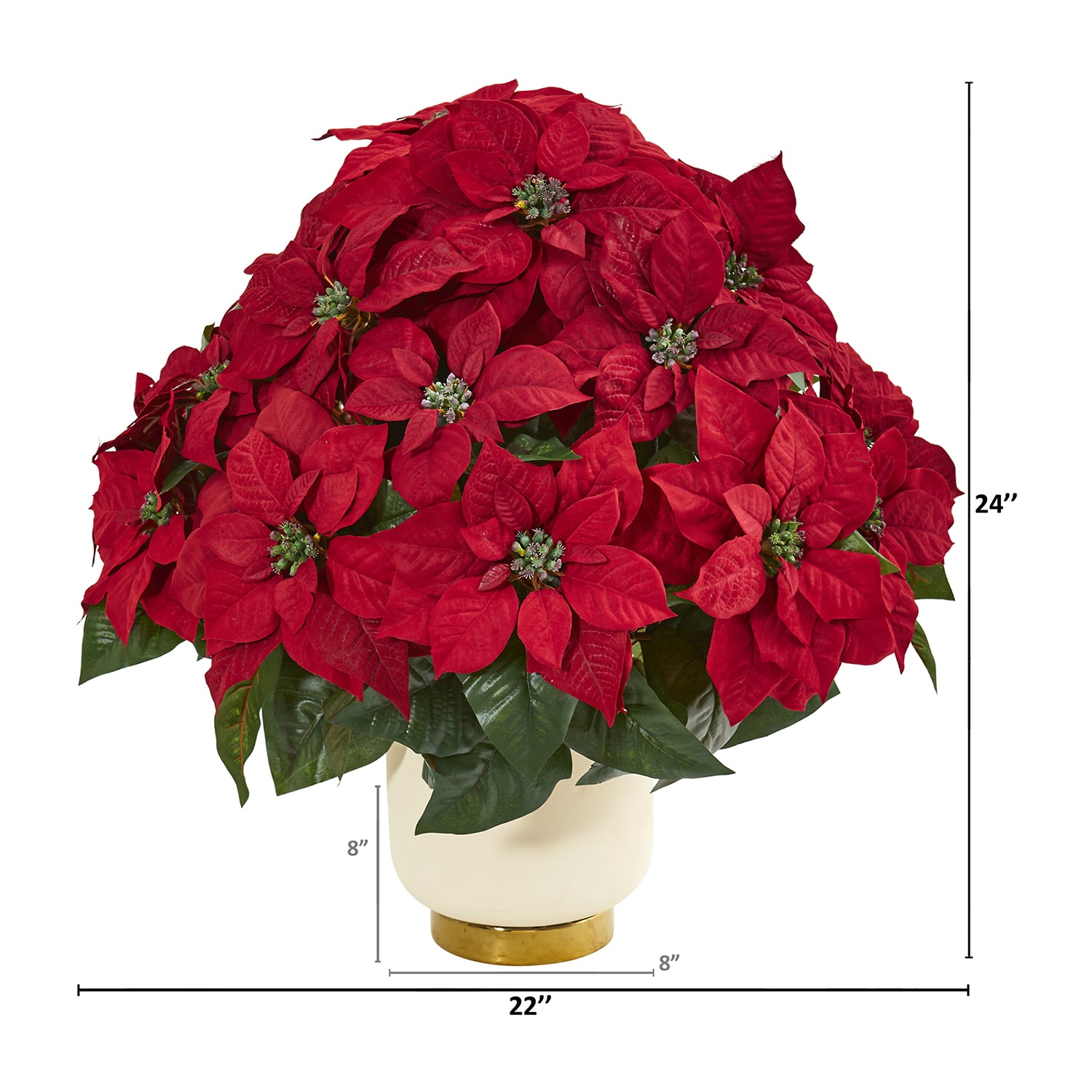 Nearly Natural 24in. Faux Poinsettia Flower Arrangement Christmas Tabletop Decor