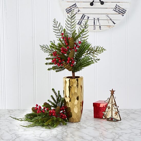 Nearly Natural Pine Artificial Plant 3-pc. Christmas Tabletop Decor