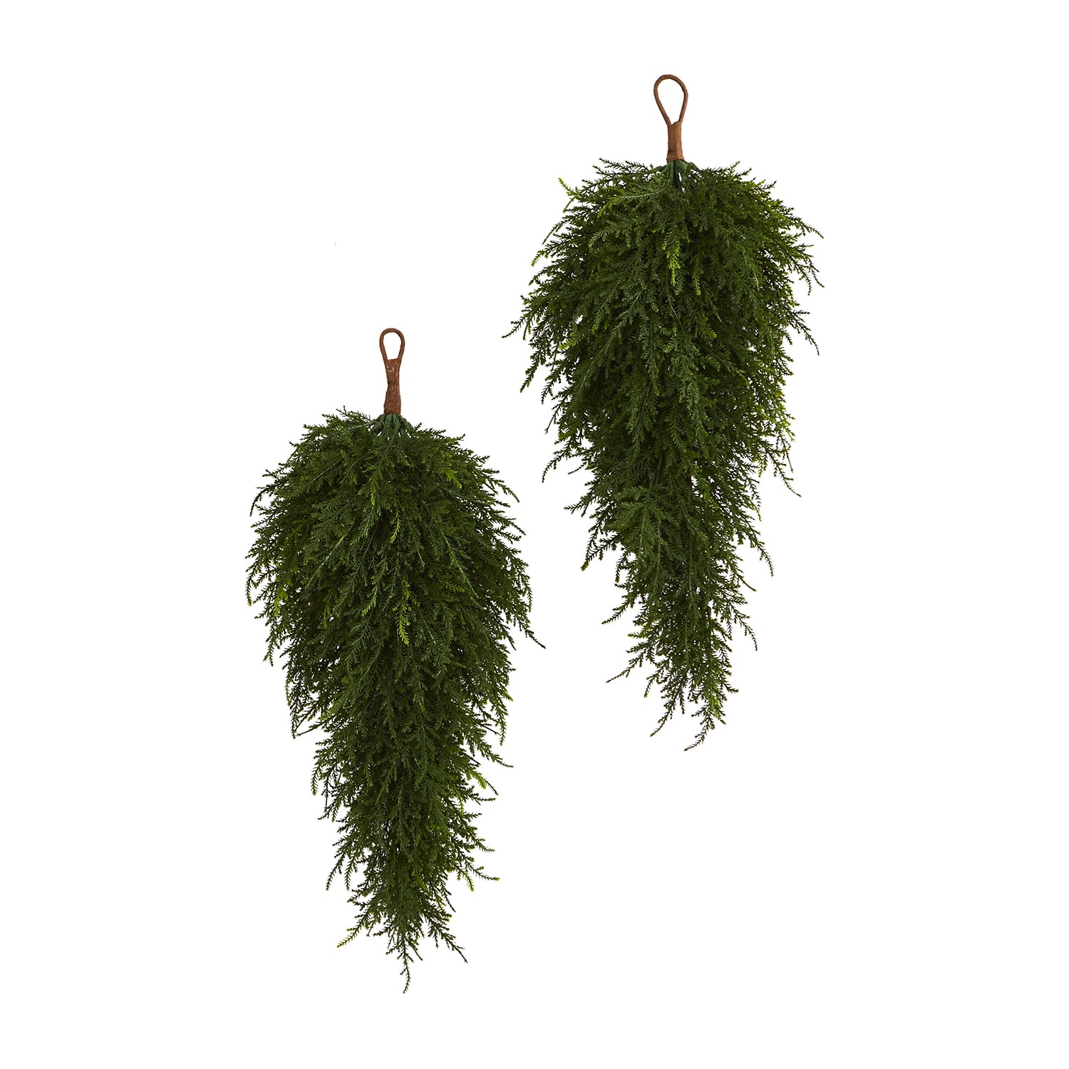 Nearly Natural 26in. Cedar Faux Teardrop Set Of 2 Swag