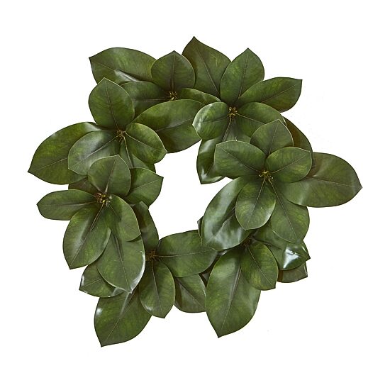Nearly Natural 22in Magnla Leaf Wreath
