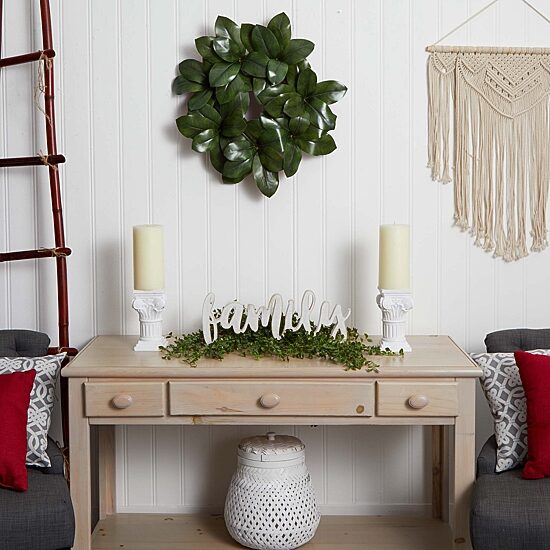 Nearly Natural 22in Magnla Leaf Wreath