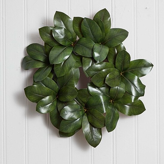 Nearly Natural 22in Magnla Leaf Wreath