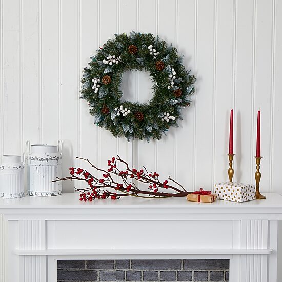 Nearly Natural Snow Pre-Lit Wreath