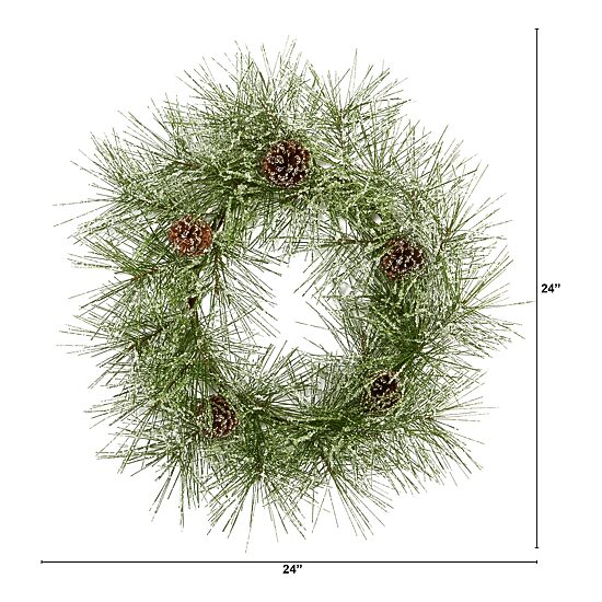 Nearly Natural Iced Pine Artificial Wreath