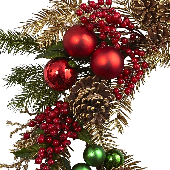 Nearly Natural 24in. Ornament Pine & Pinecone Wreath