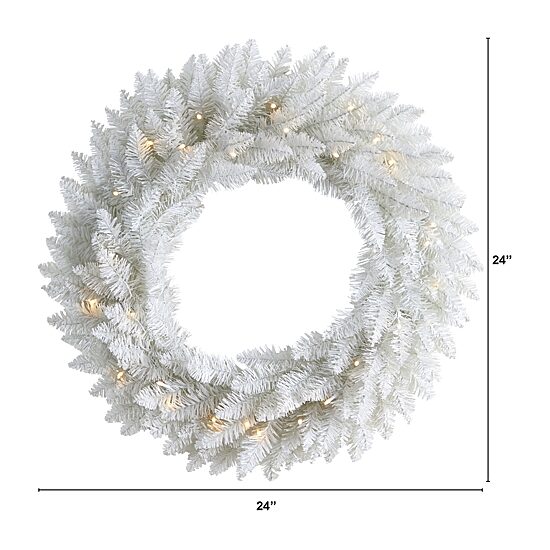 Nearly Natural 24in. Spruce Artificial Pre-Lit Wreath