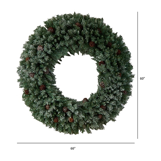 Nearly Natural 60in. Faux Pine Pinecones Pre-Lit Wreath