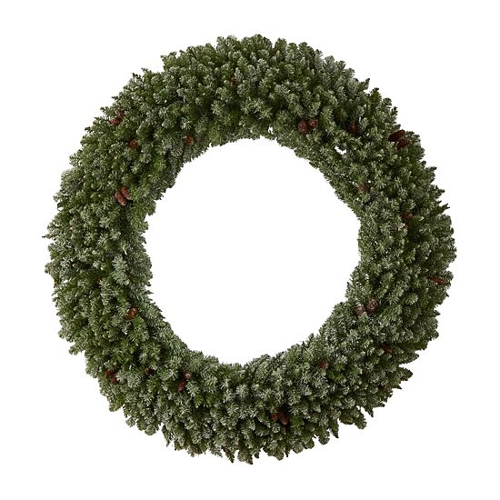 Nearly Natural 6ft. Giant Flocked Faux Pre-Lit Wreath