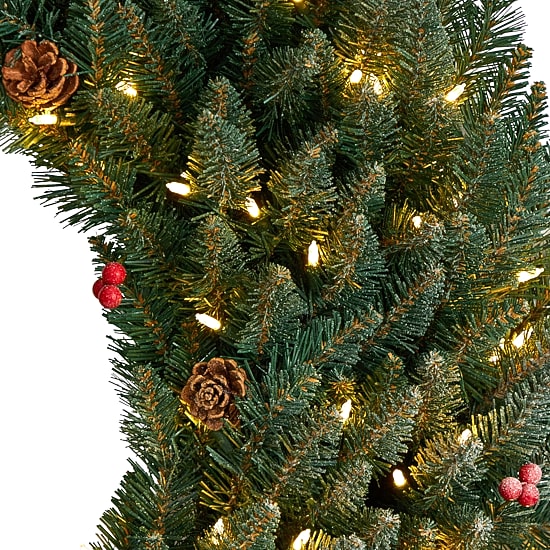 Nearly Natural 4ft. Large Flocked Faux Pre-Lit Wreath