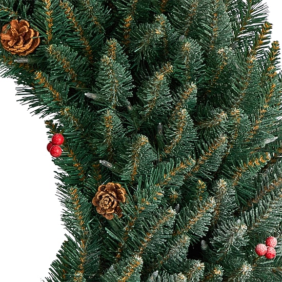 Nearly Natural 4ft. Large Flocked Faux Pre-Lit Wreath