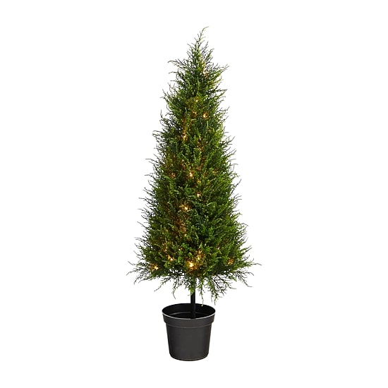 Nearly Natural Cypress Faux 3 1/2 Foot Pre-Lit Christmas Tree