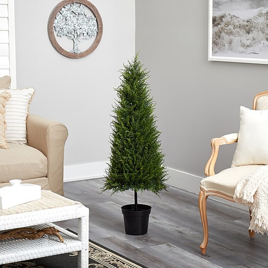 Nearly Natural Cypress Faux 3 1/2 Foot Pre-Lit Christmas Tree