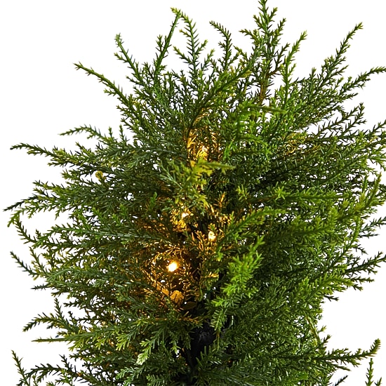 Nearly Natural Spiral Cypress Faux 3 1/2 Foot Pre-Lit Christmas Tree
