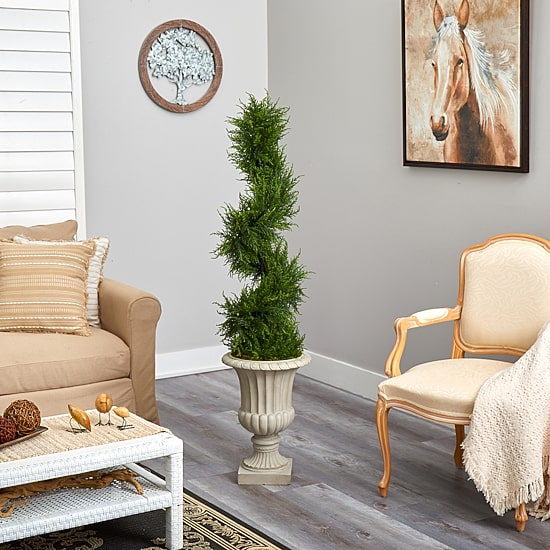 Nearly Natural Faux Cypress 5 Foot Pre-Lit Christmas Tree