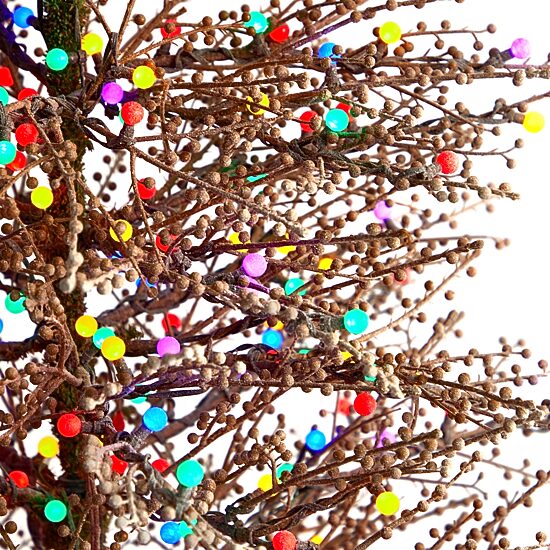 Nearly Natural Frosted Berry Twig Faux 7 Foot Pre-Lit Christmas Tree