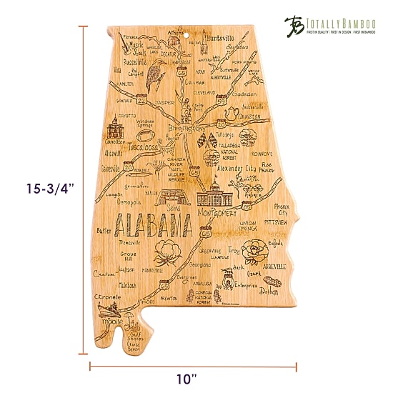 Totally Bamboo Destination State Shaped Serving and Cutting Board