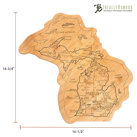 Totally Bamboo Destination State Shaped Serving and Cutting Board