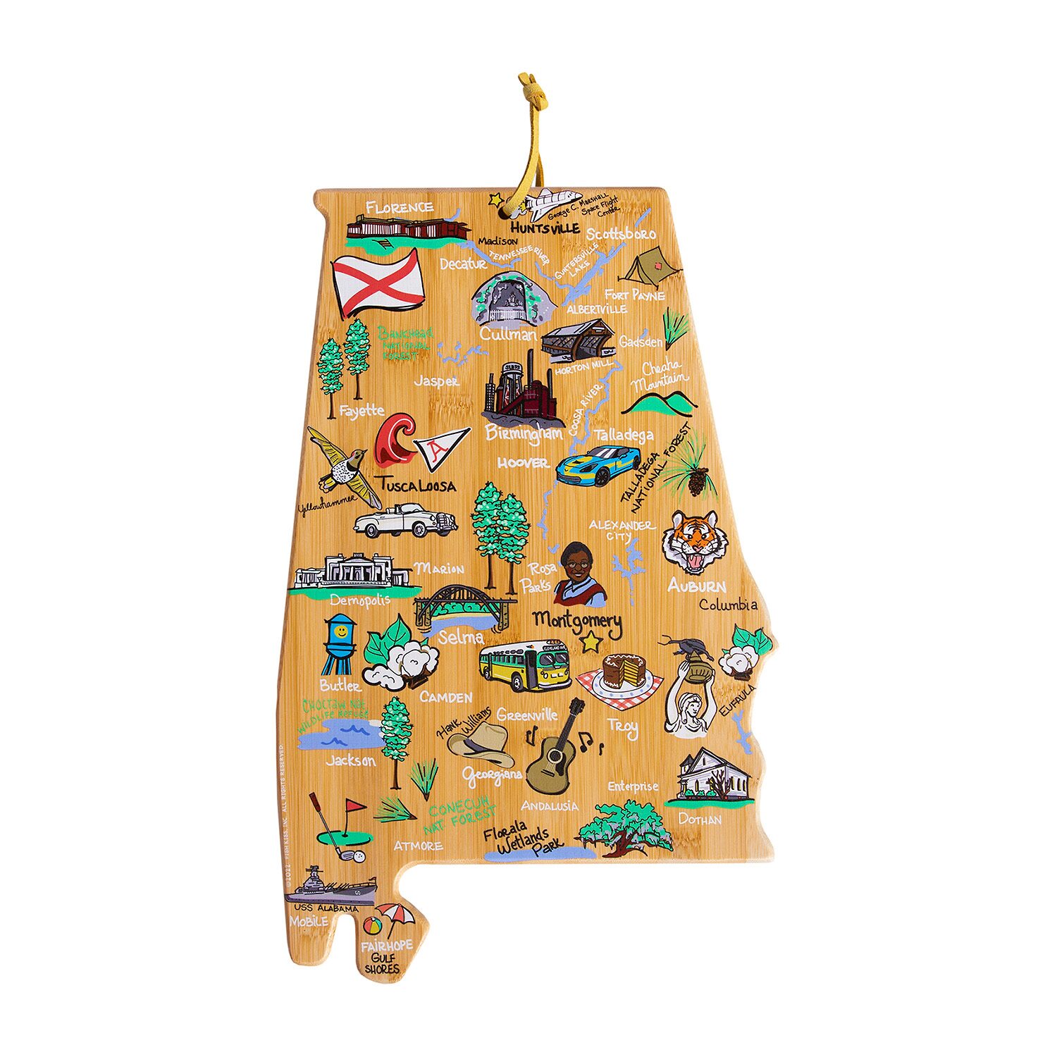 Totally Bamboo State Shaped Serving and Cutting Board Artwork by Fish Kiss