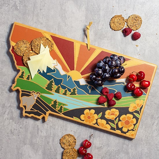 Totally Bamboo State Shaped Serving and Cutting Board Artwork by Summer Stokes