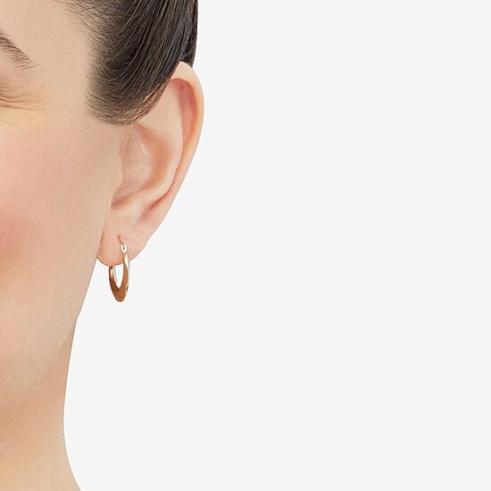 Womens 14K Gold 20mm Round Hoop Earrings