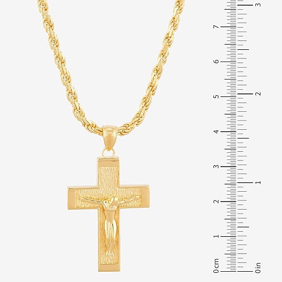 18K Gold Over Silver Crucifix Pendant Necklace