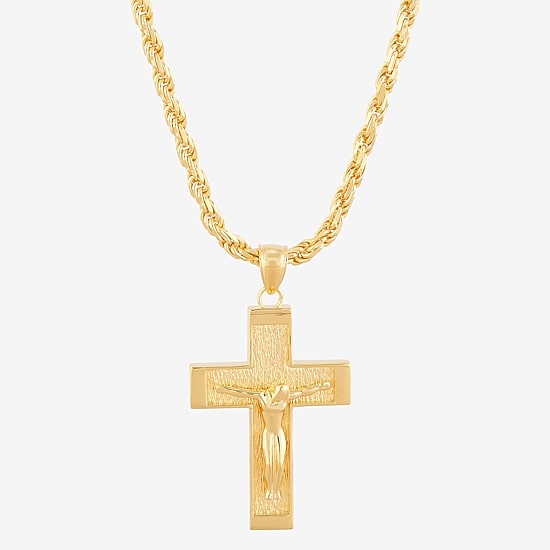 18K Gold Over Silver Crucifix Pendant Necklace