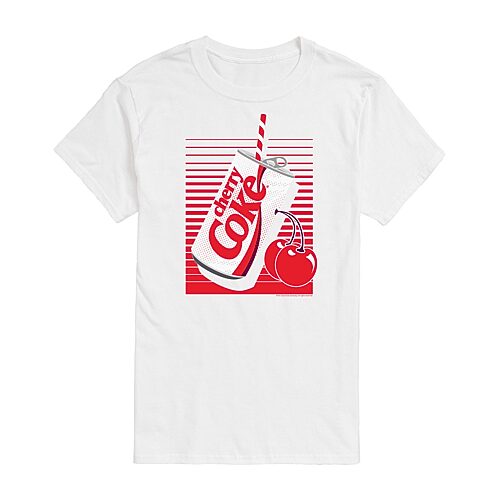 Mens Short Sleeve Cherry Coke Graphic T-Shirt, Small, White