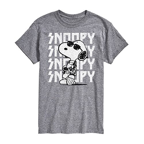 Hybrid Apparel Snoopy Rock Name Repeat Men's Short Sleeve Tee - Athletic Heather