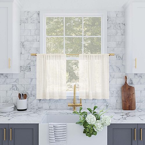 Archaeo Akari Textured Linen Blend 2-pc. Rod Pocket Window Tier, One Size, Beige
