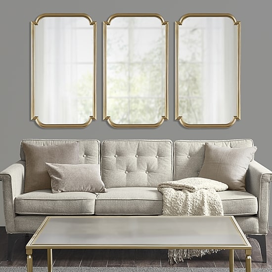 Madison Park 38 Adelaide Gold Scalloped Wood Wall Mount Rectangular Wall Mirror